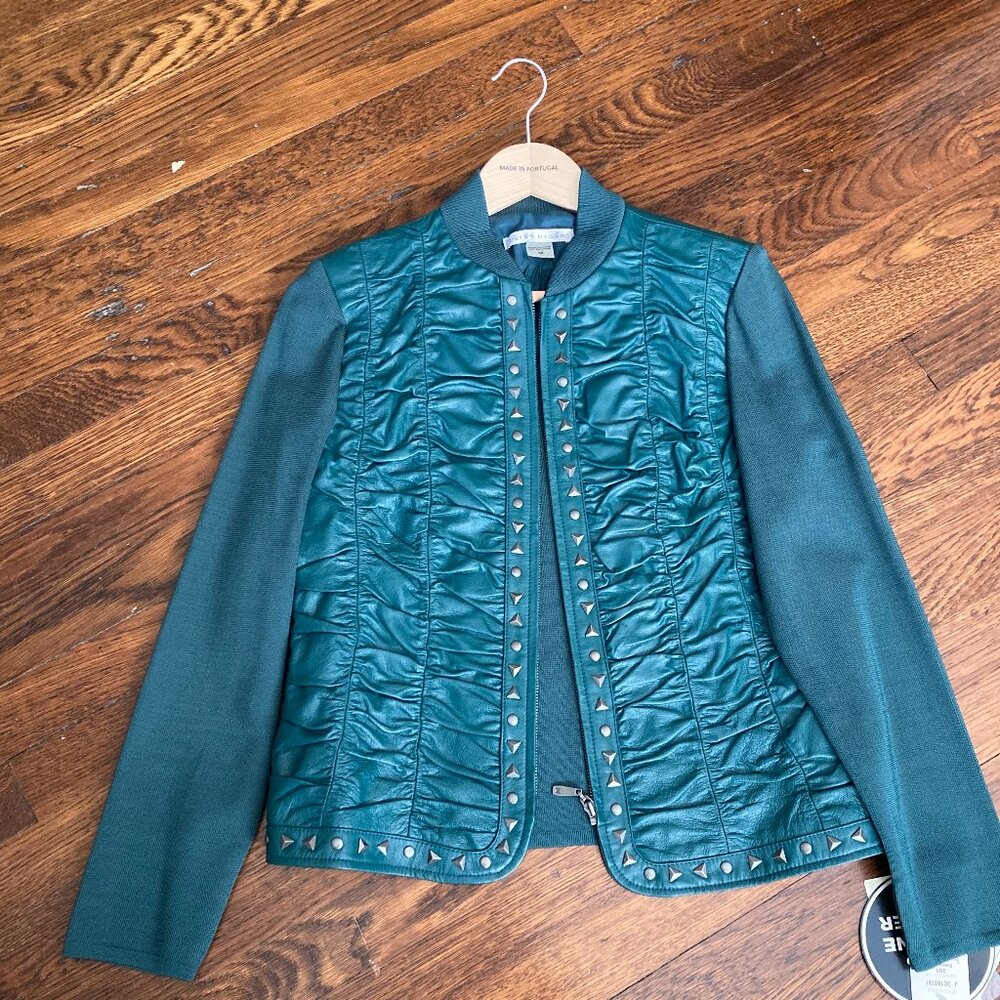 PETER NYGARD GREEN LEATHER JACKET SZ Med NWT